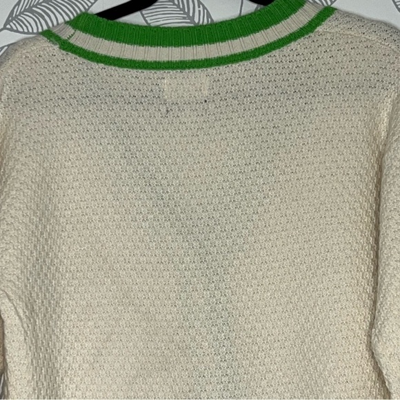 Future Collective Varsity Cardigan Sweater XS Kahlana Barfield Brown Ivory Green - Picture 8 of 12